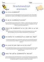 Vorschau - Arbeitsblätter - Gravitationskraft Arbeitsblatt 7. & 8.Klasse Anziehungskraft Arbeitsblatt mit Lösungen - Seite 2
