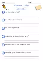 Vorschau - Arbeitsblätter - Schwarze Löcher Arbeitsblatt 7. & 8.Klasse Singularität Arbeitsblatt mit Lösungen - Seite 1