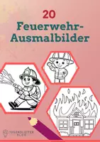 Vorschau - Mal- und Bastelvorlagen - 20 Feuerwehr-Ausmalbilder für Kinder - Deckblatt
