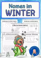Vorschau - Arbeitsblätter - Nomen (Winter) - Arbeitsblätter - Plural, Wortbildung, Rechtschreibung, 4 Fälle - Deutsch Klasse 4/5 - Deckblatt