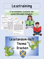 Vorschau - Arbeitsblätter - verbindliche Lesezeit - Lesetandem-Heft Drachen - Deckblatt