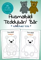 Vorschau - Arbeitsblätter - Bär/ Teddybär Ausmalbild - kostenlos / Kostenloses Ausmalbild (für Kindergarten/ Kita/ Vorschule/ 1. Klasse) - Deckblatt