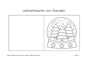 Vorschau - Arbeitsblätter - Weihnachtskarten: Karten zum Ausmalen für Weihnachten - Seite 1