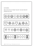 Vorschau - Arbeitsblätter - Fehlersuche Reihen, welches Symbol in der fortlaufenden Reihe passt nicht? - Seite 1