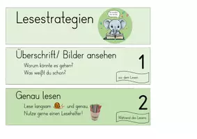Vorschau - Bildkarten - Lestrategiefächer für die Lesestrategien - Seite 1