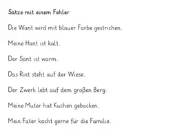 Vorschau - Arbeitsblätter - Übungssätze zu den Rechtschreibstrategien - Seite 1