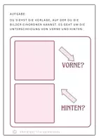 Vorschau - Arbeitsblätter - Vorne oder hinten? Finde die richtige Position; Starterset - Seite 1