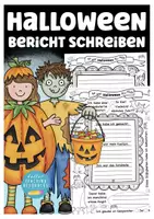 Vorschau - Arbeitsblätter - Halloween Bericht schreiben Deutsch Grundschule - Deckblatt