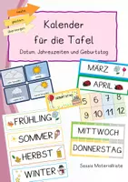 Vorschau - Bildkarten - Kalender für die Tafel - Datum, Jahreszeiten und Geburtstag - Deckblatt