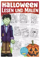 Aperçu - Feuilles d'exercices - Lesen und Malen Halloween Deutsch Allemand - Page de couverture