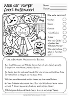 Aperçu - Feuilles d'exercices - Lesen und Malen Halloween Deutsch Allemand - Page 1