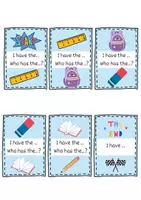 Vorschau - Spiele - I have..., Who has...? - School things - Seite 1