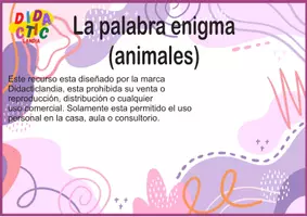 Vista previa - Hojas de trabajo - La palabra enigma de animales - página 1