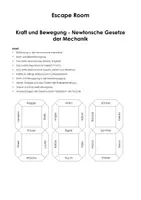 Vorschau - Stundenentwürfe - Escape Room "Kraft und Bewegung - Newtonsche Gesetze der Mechanik" - Deckblatt