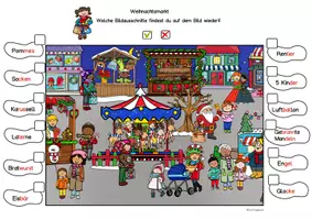 Vorschau - Arbeitsblätter - Weihnachtsmarkt Suchbilder Wimmelbild Vorschule, Klasse 1, 2, DaZ Förderschule - Seite 3