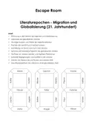 Vorschau - Stundenentwürfe - Escape Room "Literaturepochen - Migration und Globalisierung (21. Jahrhundert)" - Deckblatt