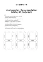 Vorschau - Stundenentwürfe - Escape Room "Literaturepochen - Literatur des digitalen Zeitalters (21. Jahrhundert)" - Deckblatt