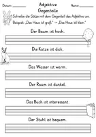 Vorschau - Arbeitsblätter - Adjektive und Ihre Gegenteile | Deutsch 2. Klasse - Seite 3