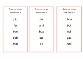 Aperçu - Apprentissages en autonomie - Mots de dictée (séries rose et bleue) - Page 1