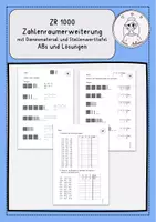 Vorschau - Arbeitsblätter - Zahlenraum 1000 mit Dienesmaterial und Stellenwerttafel - Deckblatt