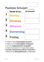 Vorschau - Anderer Materialtyp - Packliste: Übersichtsplan zur Selbstorganisation - Seite 1