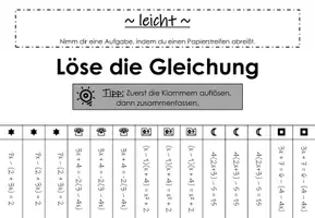 Vorschau - Spiele - Abreißaufgaben: Gleichungen mit Klammern - Seite 1