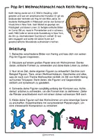 Vorschau - Arbeitsblätter - Pop Art Weihnachtsabend nach Keith Haring - Kunst im Winter & Weihnachten - Seite 1