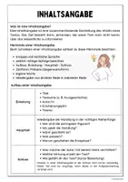 Vorschau - Arbeitsblätter - Inhaltsangabe (Anleitung, Checkliste und Formulierungshilfen) - Seite 1