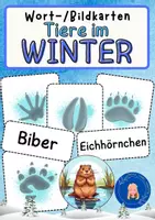 Vorschau - Bildkarten - Wort- / Bildkarten - Tiere / Tierspuren im Winter - Deckblatt