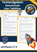 Vorschau - Arbeitsblätter - Sachaufgaben Textaufgaben: Rauminhalt Volumen Liter Milliliter - Deckblatt