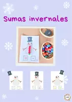 Vista previa - Tarjetas / Manipulativos - Sumas invernales (muñecos de nieve) - Portada