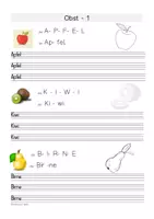 Vorschau - Arbeitsblätter - 4 Arbeitsblätter "Alphabetisierung - Obst", DaZ Klasse 2-7 - Seite 1