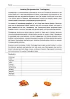 Vorschau - Arbeitsblätter - Reading Comprehension Thanksgiving Klasse 9/10 - Seite 1