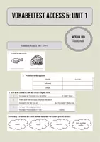 Vorschau - Test - Vokabeltest Access 5 - Unit 1 Part B - Deckblatt