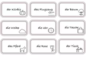 Vorschau - Spiele - 72 Wortkarten: Nomen mit und ohne Artikel - Seite 1