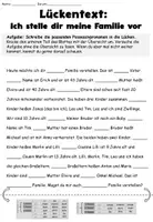 Vorschau - Arbeitsblätter - Lückentext "Ich stelle dir meine Familie vor" Possessivpronomen DaZ / Deutsch - Seite 2