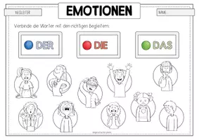 Vorschau - Arbeitsblätter - EMOTIONEN (NOMEN) Artikelübung - Seite 2