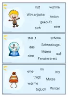 Vorschau - Bildkarten - Schüttelsätze Winter, Karteikarten, Sätze bilden, differenziert - Seite 2