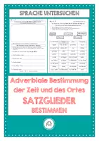 Vorschau - Arbeitsblätter - Satzglieder bestimmen. Adverbiale Bestimmung des Ortes und der Zeit - Deckblatt