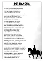 Vorschau - Arbeitsblätter - Der Erlkönig von Johann Wolfgang von Goethe (Ballade) - Seite 1