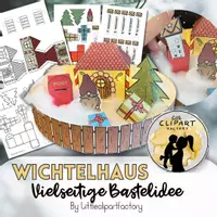 Vorschau - Mal- und Bastelvorlagen - Wichtelhaus-Bastelvorlage (mit Briefen, auch als Adventskalender nutzbar) - Seite 1