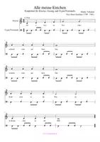 Vorschau - Arbeitsblätter - Alle meine Entchen - Noten für Klavier, Gesang und Cajon - Deckblatt