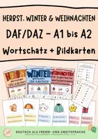 Vorschau - Arbeitsblätter - Wortschatz & Bildkarten: Herbst, Winter, Weihnachten - Deckblatt