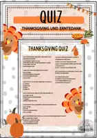 Vorschau - Arbeitsblätter - Quiz: Thanksgiving, Erntedank: Bewegte Schule - Deckblatt