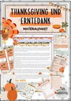 Vorschau - Arbeitsblätter - Thanksgiving und Erntedank Mega-Materialpaket: Textverständnis, Akrostichon, Sag's-Nicht-Karten, Suchsel, Dankbar-Für-Deko, Quiz - Deckblatt