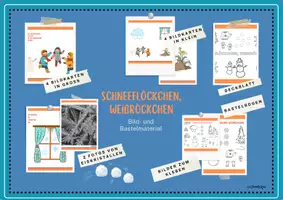 Vorschau - Arbeitsblätter - Schneeflöckchen, Weißröckchen: Bildkarten & Bastelbogen / Musik im Winter / Schnee / Lied nach Weihnachten / im Januar singen - Deckblatt