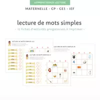 Aperçu - Feuilles d'exercices - Les 17 fiches d'activités lecture de mots simples - Page de couverture