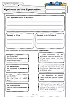 Vorschau - Arbeitsblätter - Algorithmen und ihre Eigenschaften (differenziert) - Deckblatt