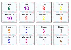 Vorschau - Spiele - I have.../ Who has ... - numbers & colours - Seite 1