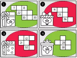 Aperçu - Cartes / Images - Cartes à tâches Les grilles de nombres jusqu'à 40 Noël - Page 1